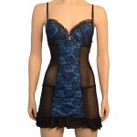 Γυναικείο-Babydoll-με-Στρινγκ-Μαύρο-Μπλε-XI-VF14023BU