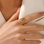 Δαχτυλίδι Ατσάλινο Ράβδος Χρυσό