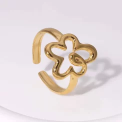 Gold Flower Steel Ring
