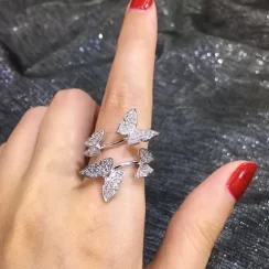 Butterflies Zircon Silver Ring