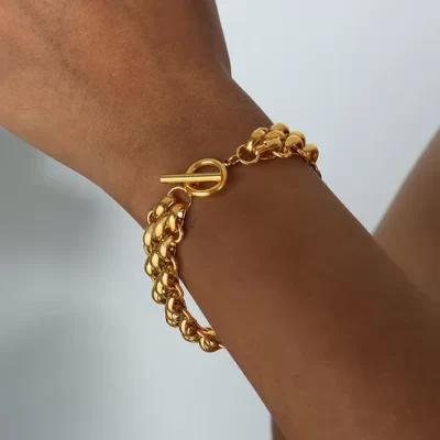 Gold steel bracelet DE-BR062