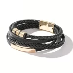 Black Gold Leather Bracelet