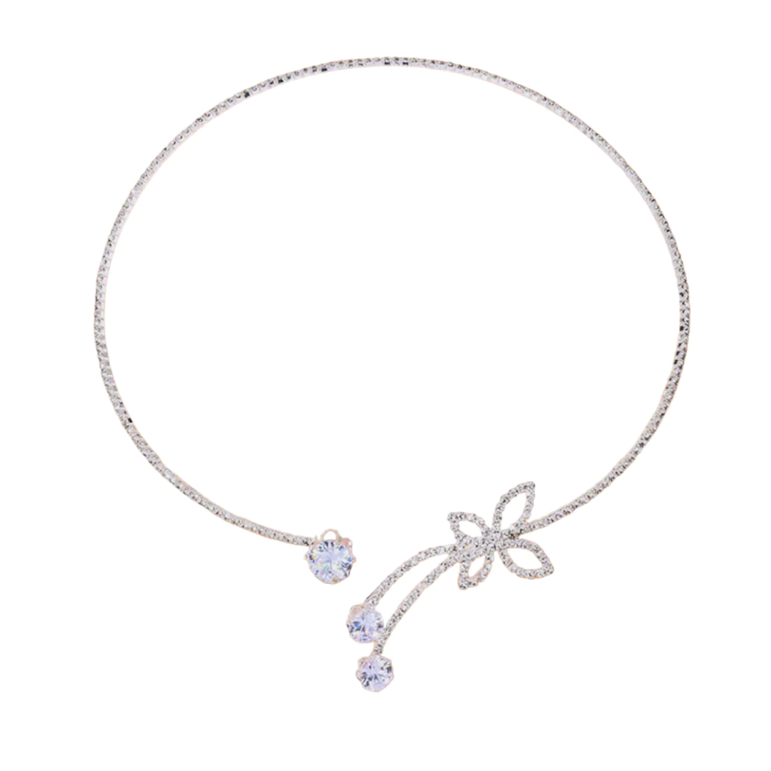 Choker butterfly silver zircon DE-NE012 χωρίς κούμπωμα
