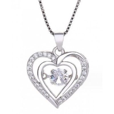 Silver crystal heart MR-F1575
