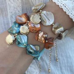 Βραχιόλι Ατσάλινο με Μεγάλα Κοχύλια Χρυσό DE-BR080 - Image 3