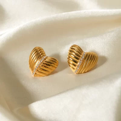 Gold Heart Crystal Earrings DE-EA517