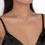 Silver Necklace with Strass DE-W280