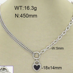 Silver necklace black heart  PE-N3120