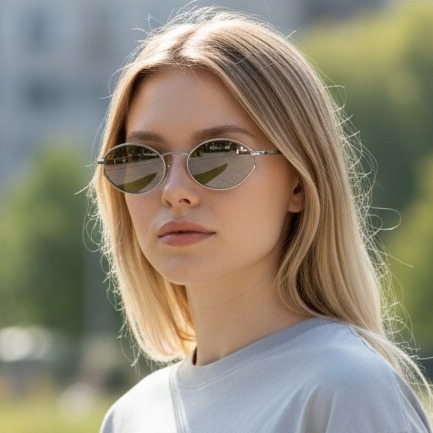 Γυαλιά Ηλίου Οβάλ Ασημί Καφέ Eco SO-9577